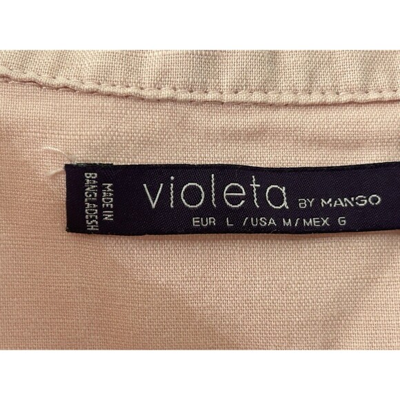 Violeta by Mango M Pink Blouse Top Pullover Short Sleeve Career - Picture 5 of 7